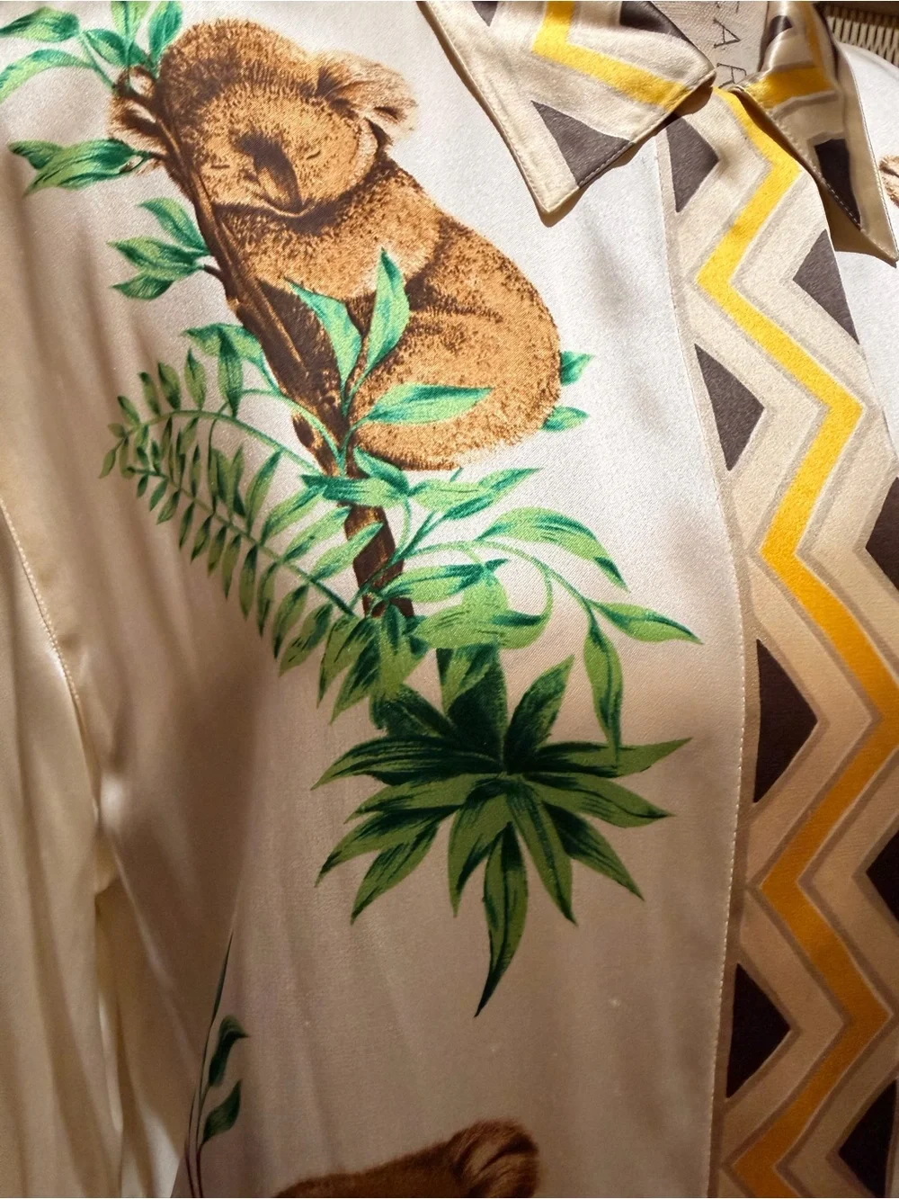 Rare Vintage Escada Margaretha Ley NWT Silk Koala Safari Print Blouse - Picture 2 of 5